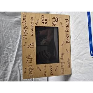 Wooden Dog-Themed Picture Frame